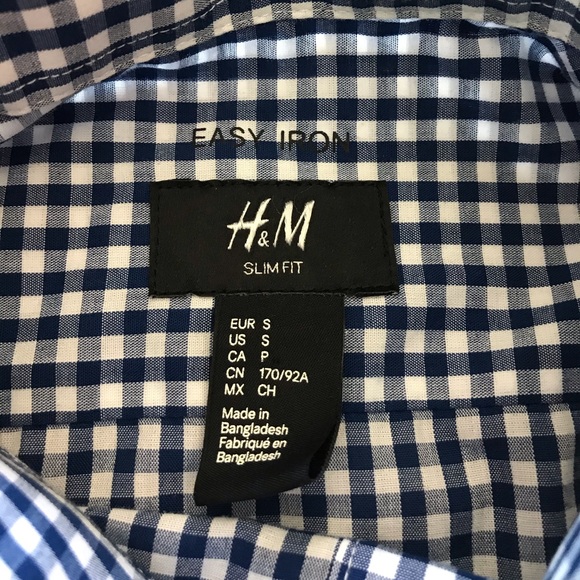 Navy blue & white plaid H&M Slim Fit button down - Picture 3 of 5